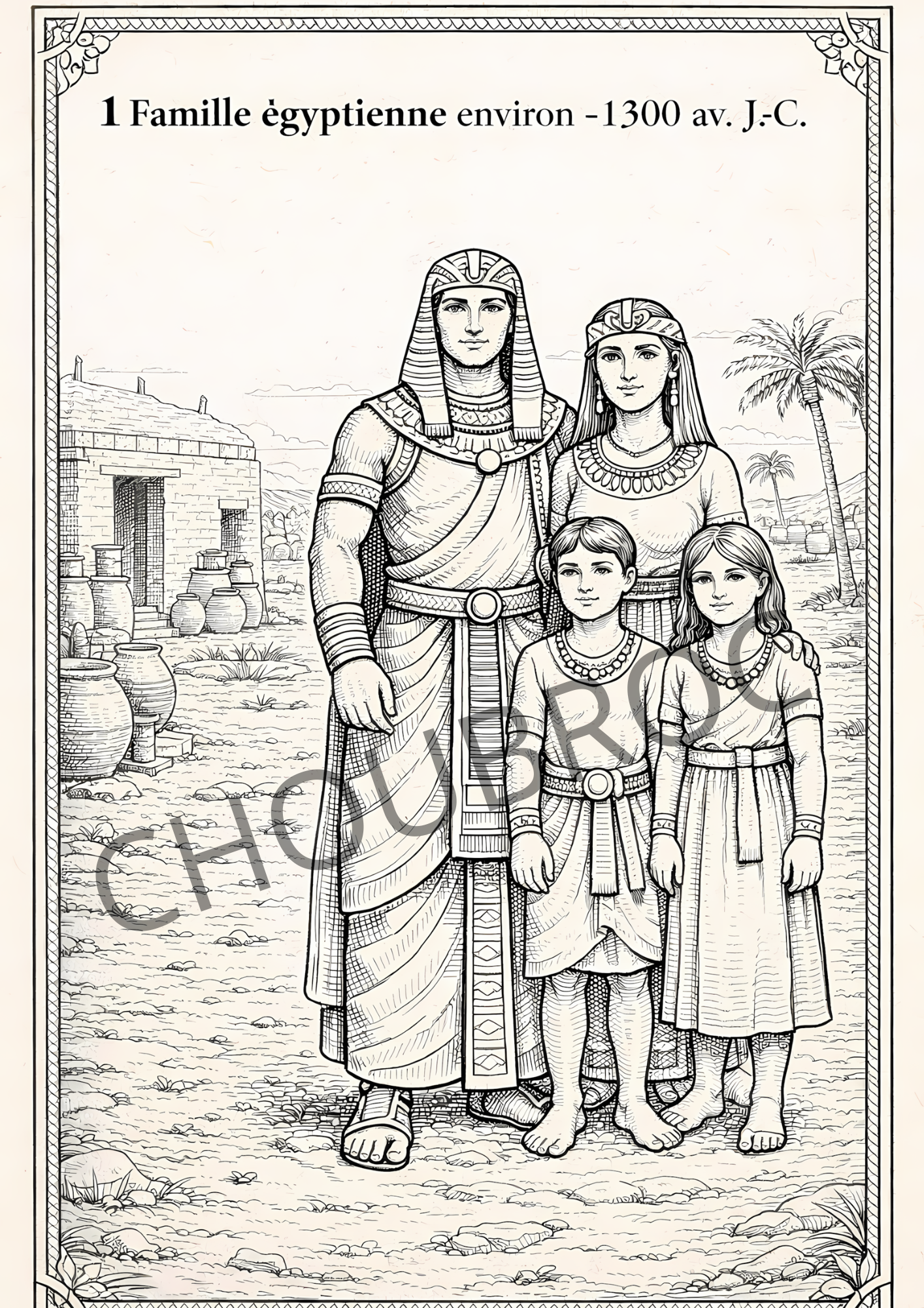 Coloriage – Égypte antique (e-book à télécharger) Scènes et paysages vers -1300 av. J.-C.