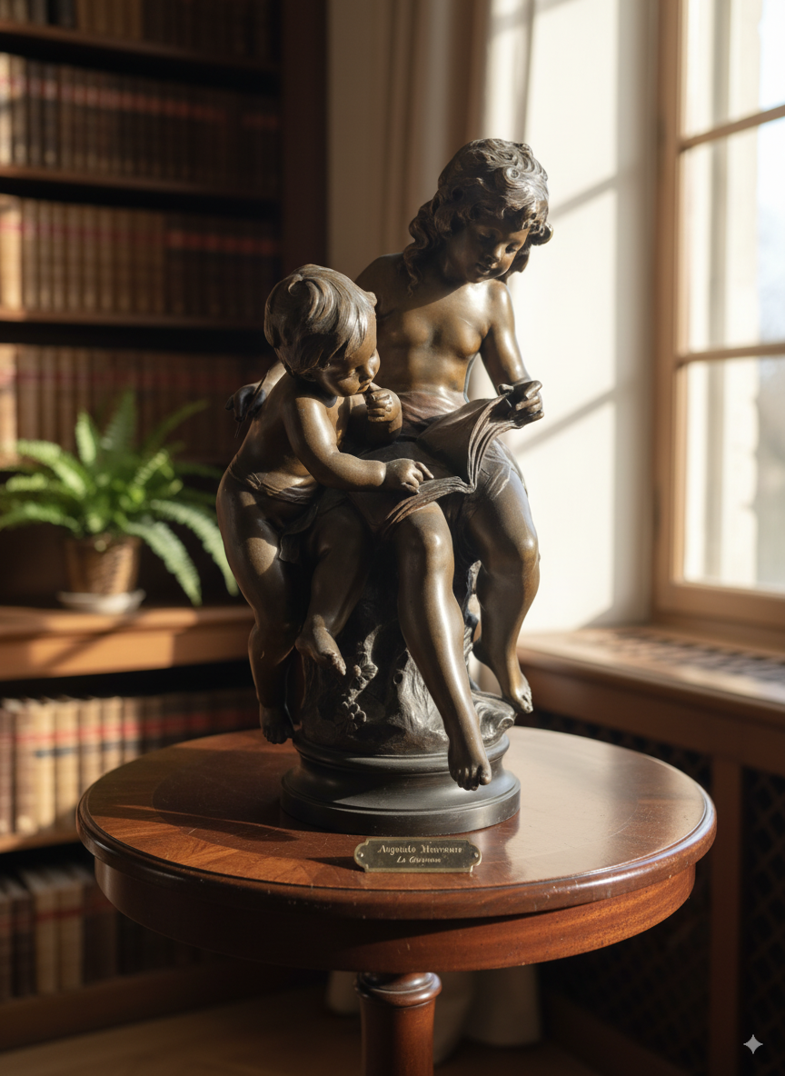 Grande statue en régule signée Moreau – XIXe/XXe (70 cm)