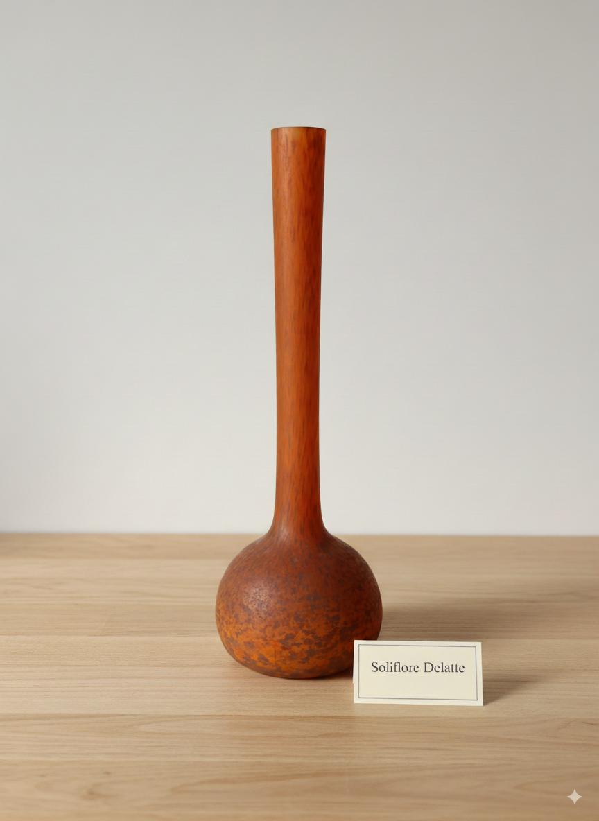 Soliflore ancien signé Delatte – verre Art Déco (48 cm)