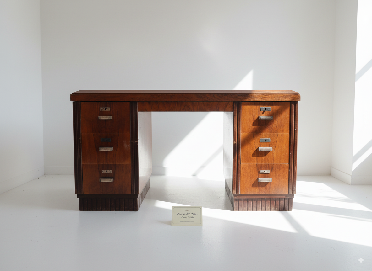 Ensemble Art Déco en palissandre – bureau, bibliothèque & fauteuil (1930)