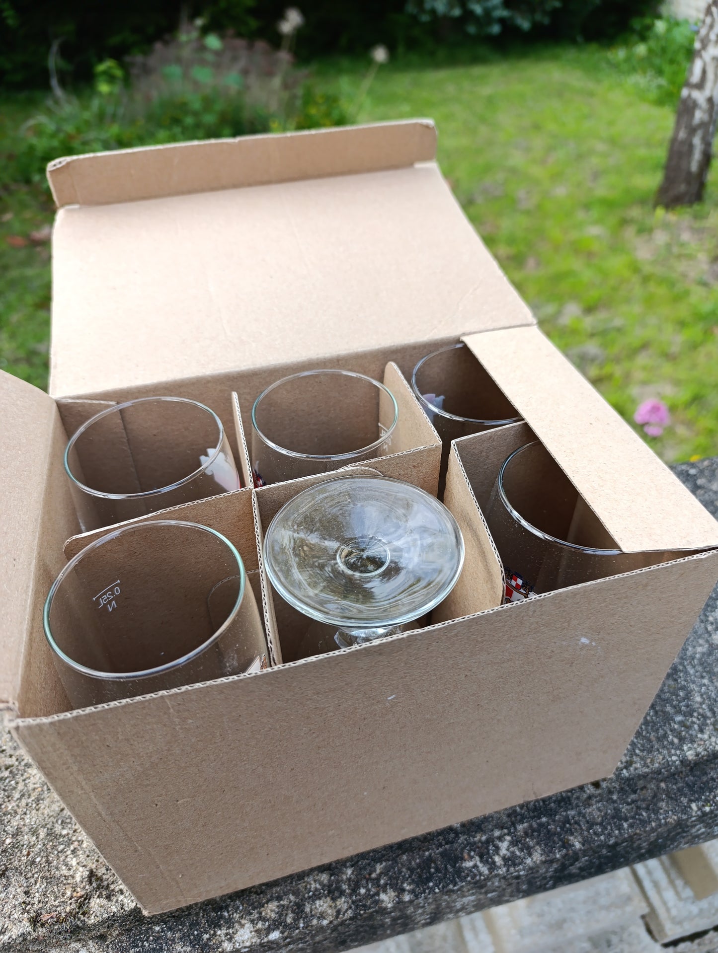 Lot de 6 verres Kronenbourg sur pied – verres à bière publicitaires