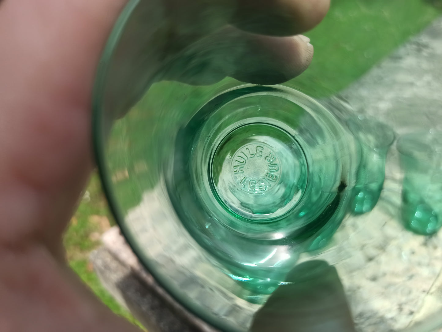 Lot de 5 verres verts anciens – Verres à huile ou Lesieur – Collection ou usage déco