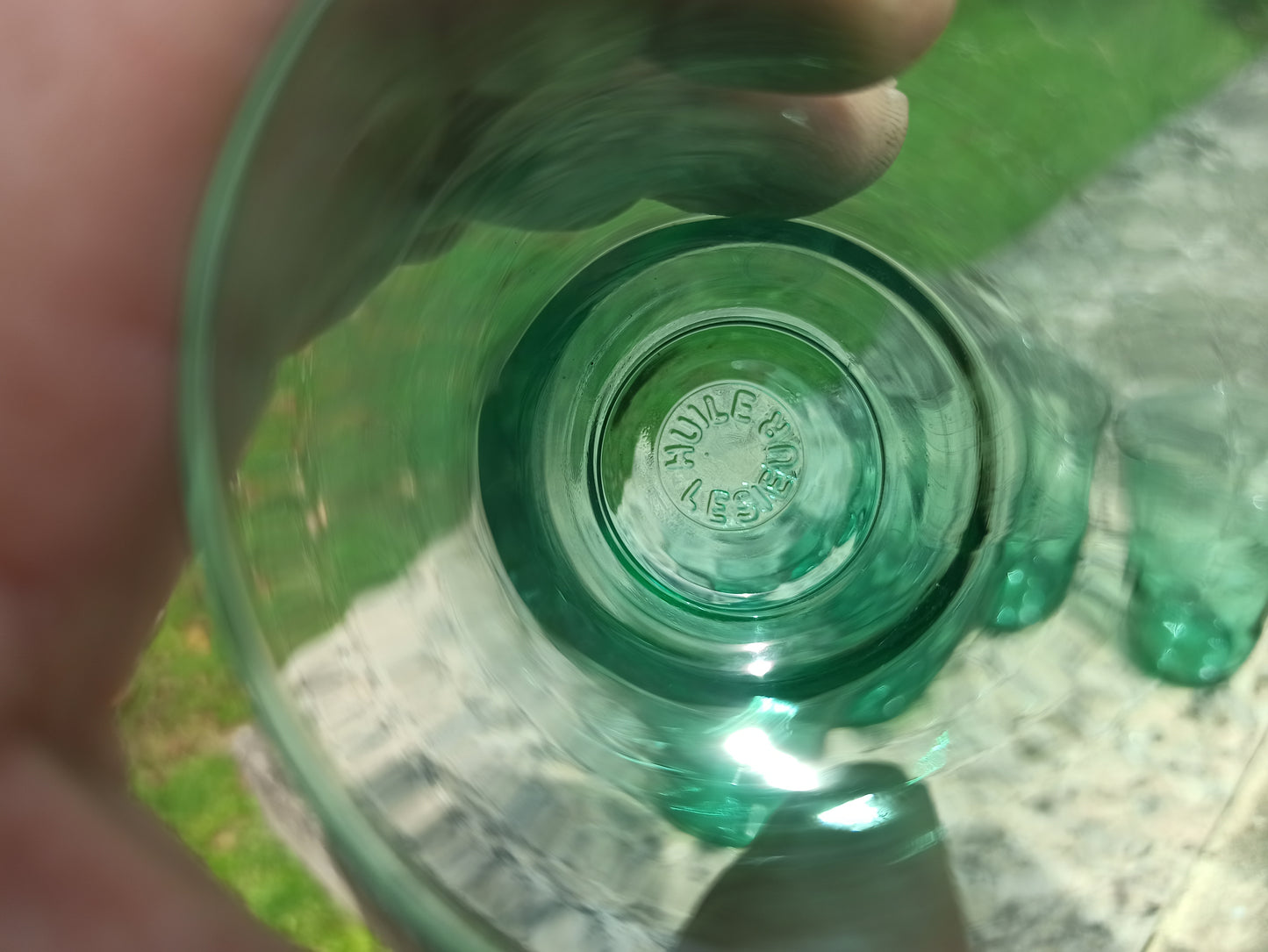 Lot de 5 verres verts anciens – Verres à huile ou Lesieur – Collection ou usage déco