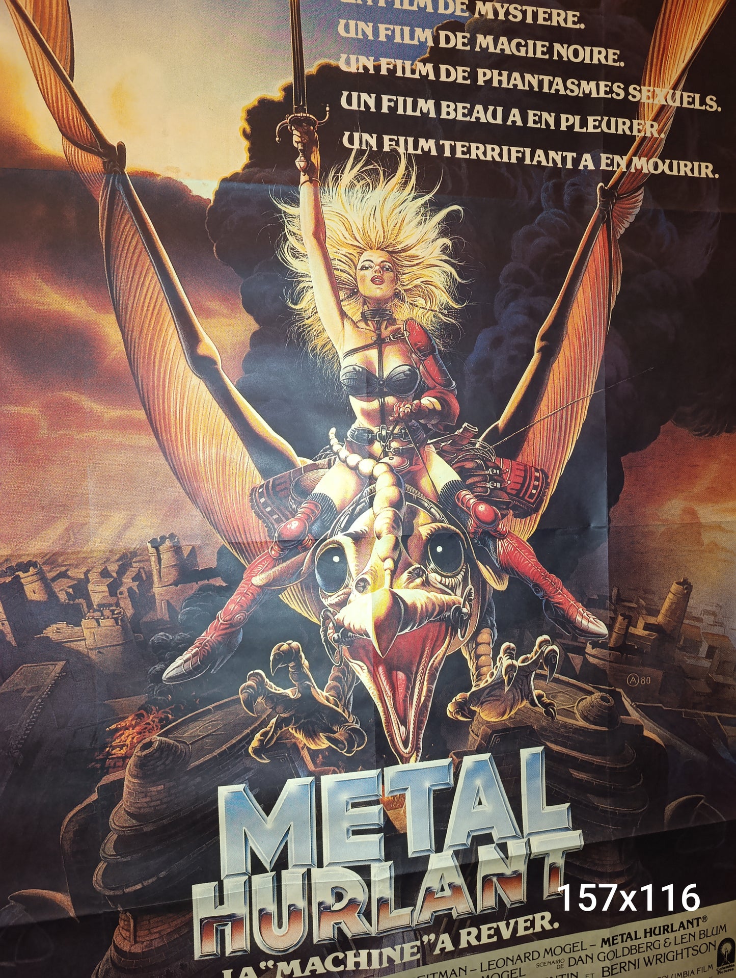🎬 Affiche cinéma originale – Métal Hurlant (1981) – Grand format 157×116 cm – Science-fiction / Animation culte – Non déchirée