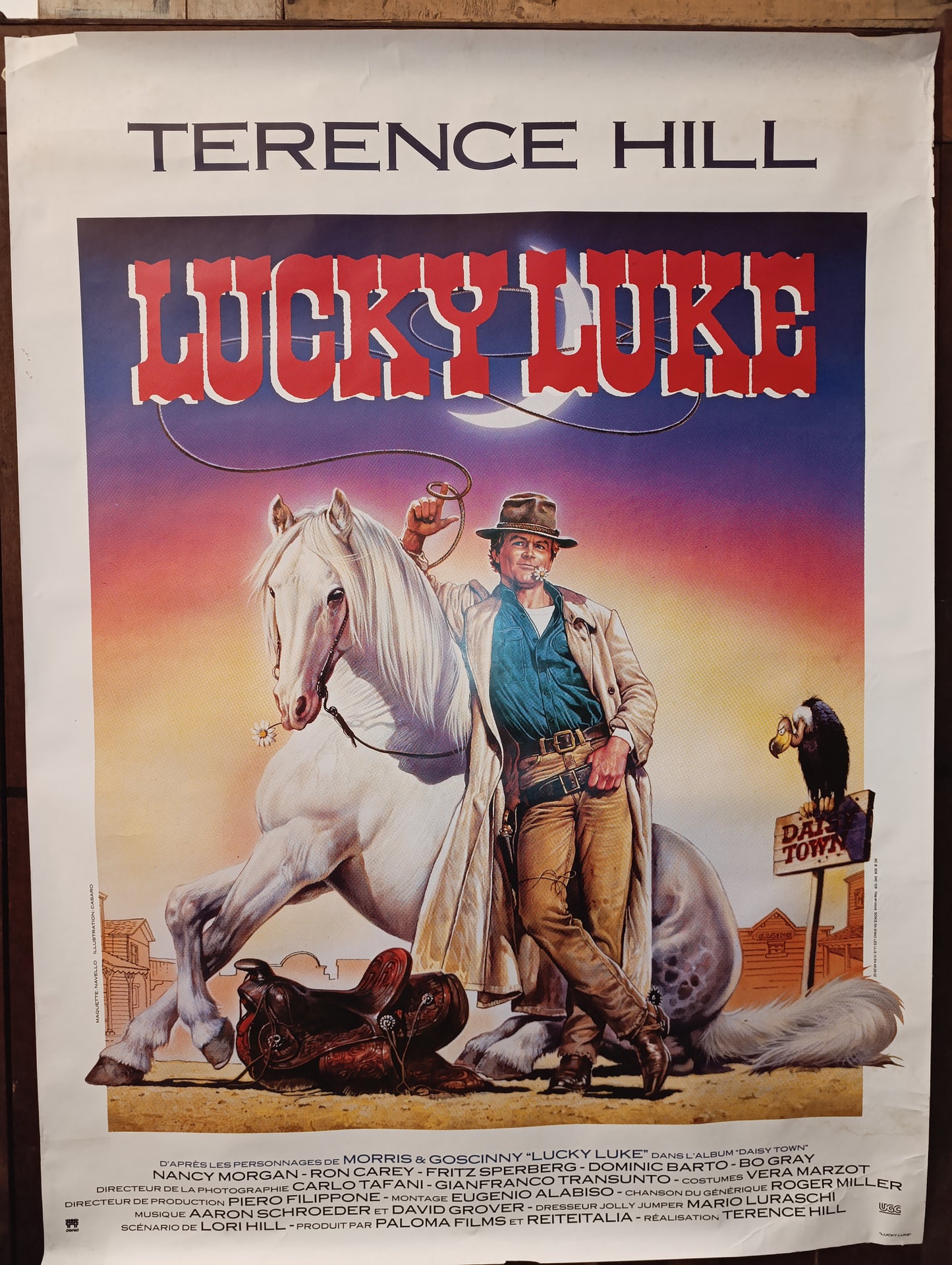 Affiche cinéma originale – Lucky Luke (1991) – Grand format 158×117 cm – Terence Hill – Non déchirée