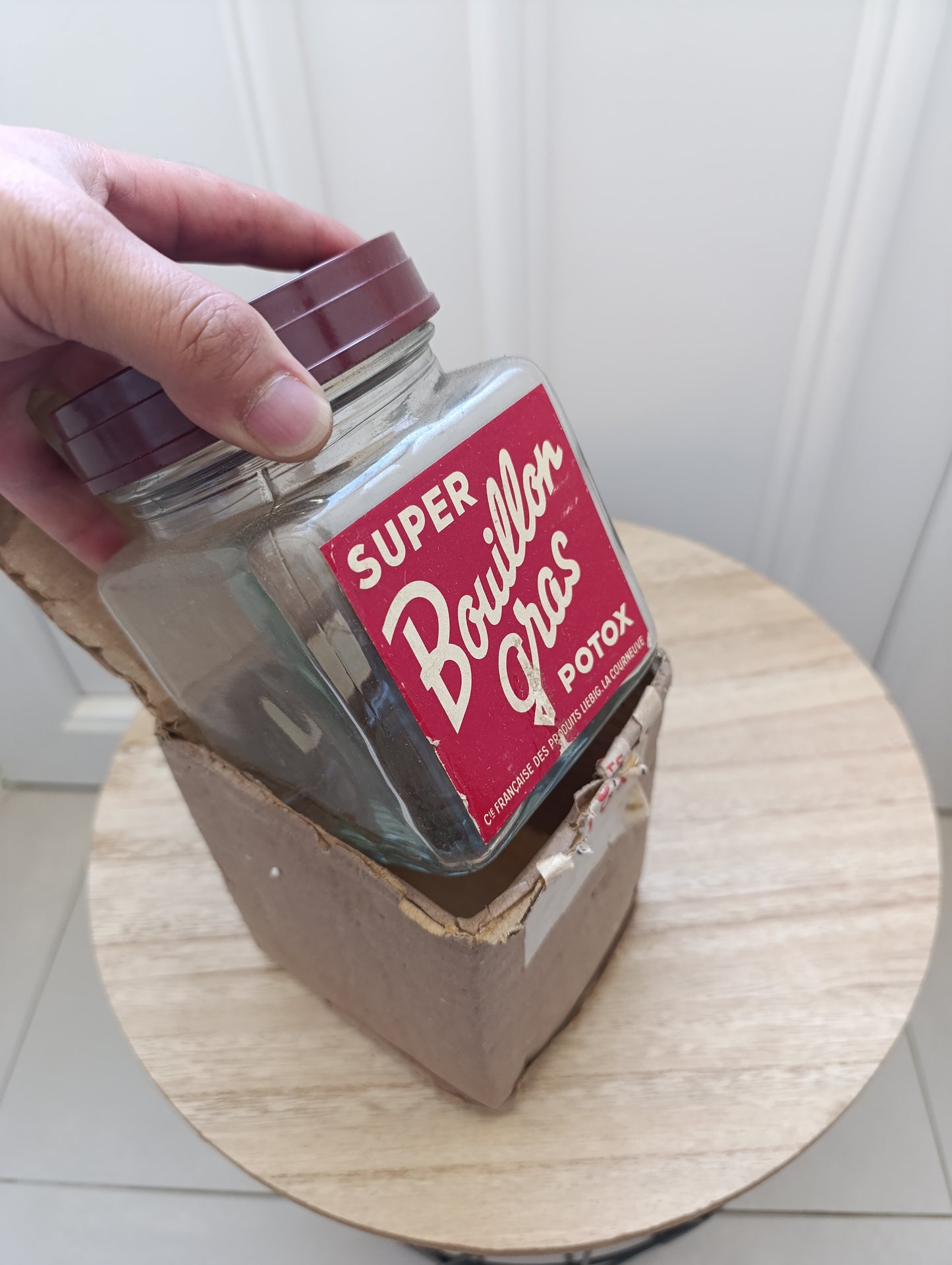 Bocal ancien "Super Bouillon Gras POTOX" – Publicité vintage – La Courneuve