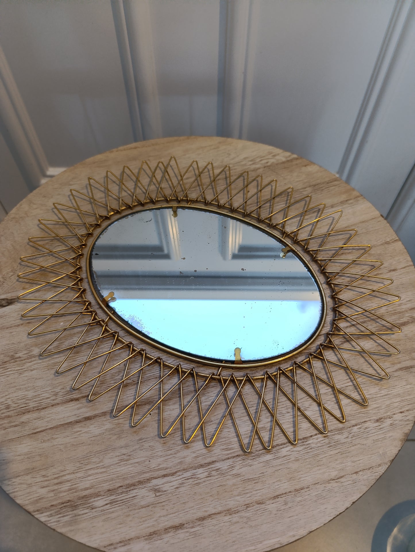 Plateau miroir vintage ovale doré – laiton ajouré