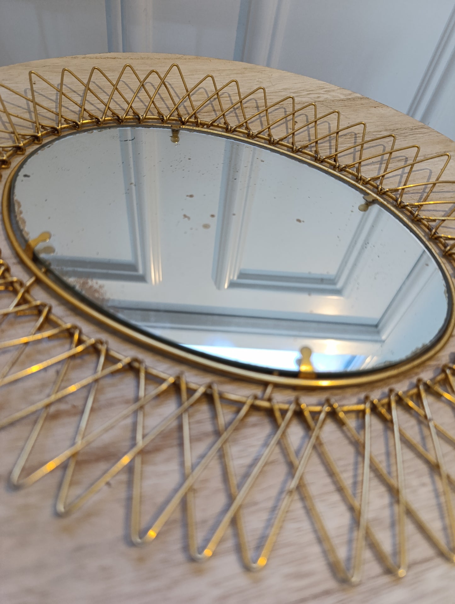Plateau miroir vintage ovale doré – laiton ajouré