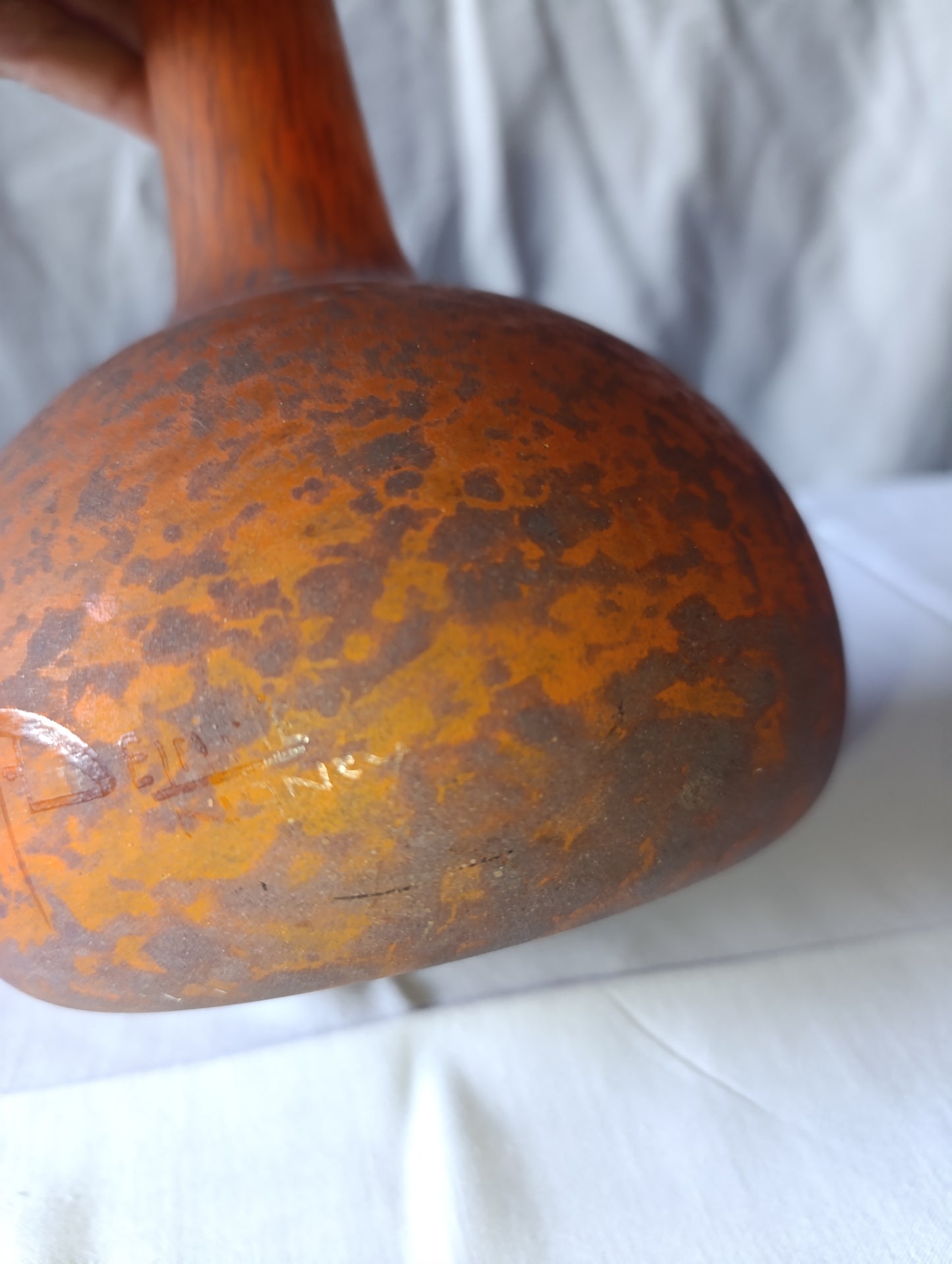Soliflore ancien signé Delatte – verre Art Déco (48 cm)