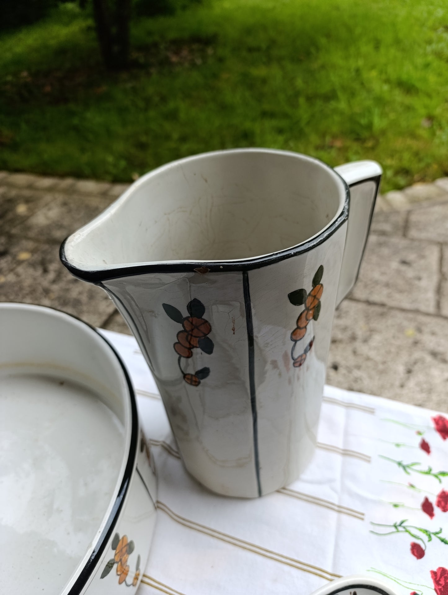 Set de toilette Moulin des Loups Orchies – broc, cuvette & porte-savon, décor fleuri