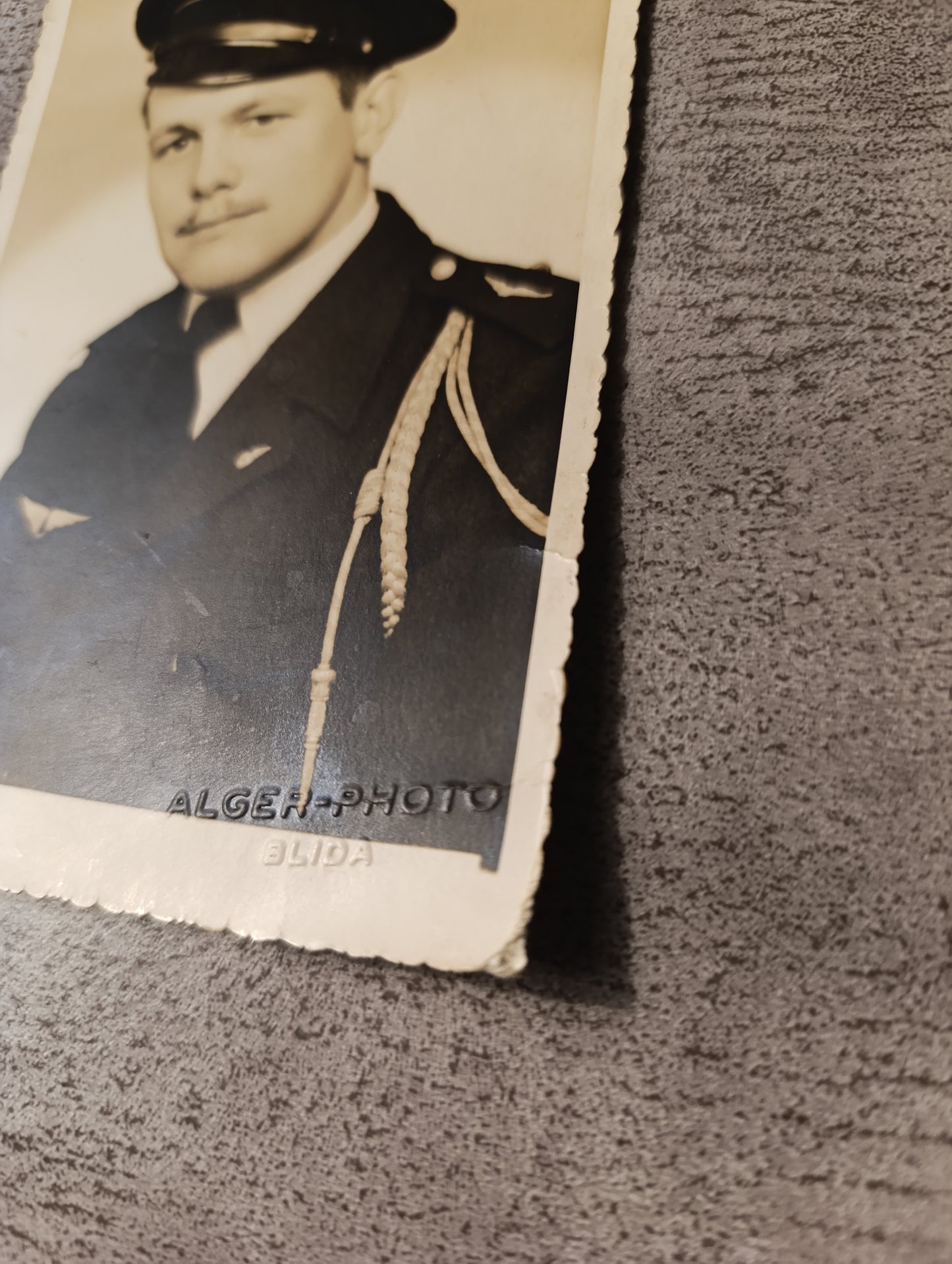 Photo ancienne militaire aviateur – Portrait noir et blanc – Algérie Blida