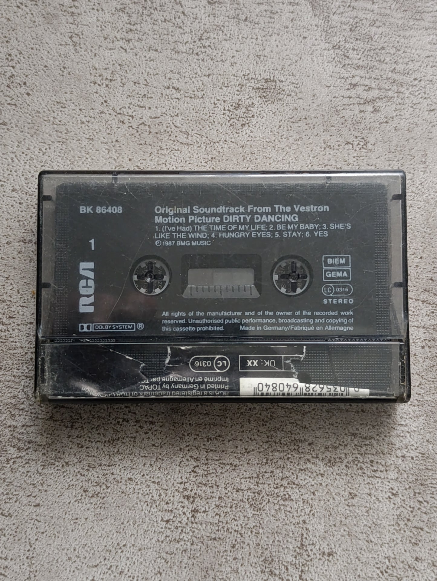 K7 audio Dirty Dancing bande originale film cassette vintage Patrick Swayze
