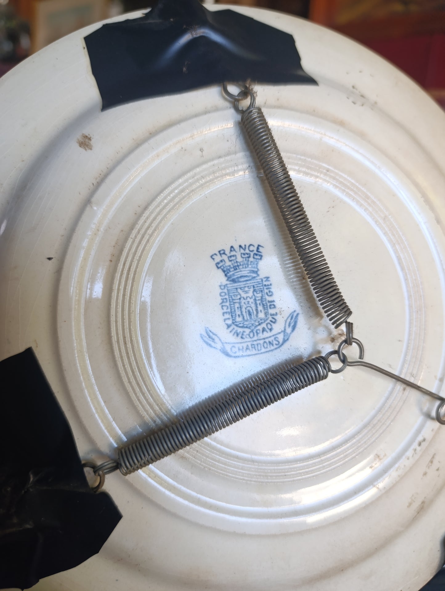 Assiette ancienne Gien décor Chardons – Faïence française bleue