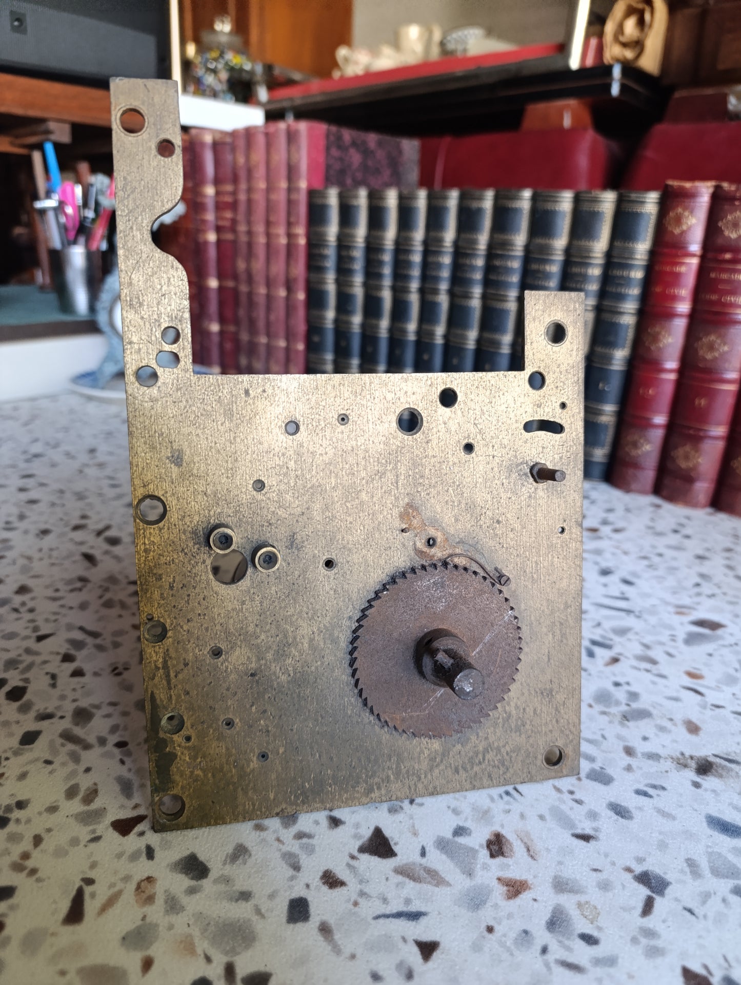 Mécanisme ancien d’horloge à platine pour restauration ou récupération de pièces – 15,9 cm