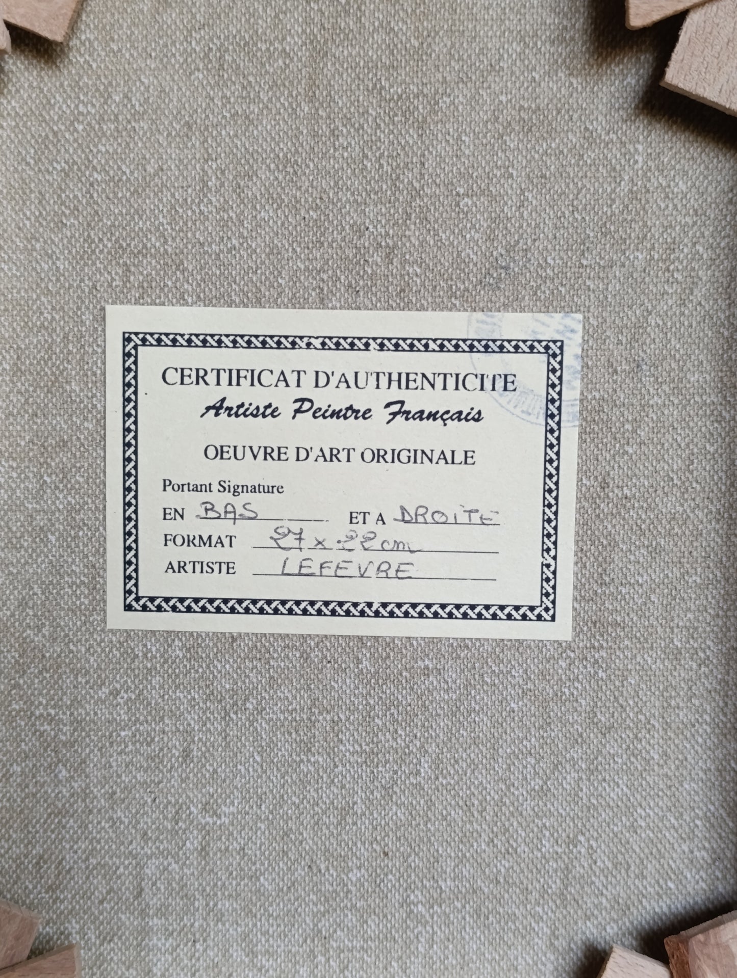 Tableau original signé Lefèvre – Nature morte au bouquet de fleurs – Huile sur toile encadrée avec certificat d'authenticité