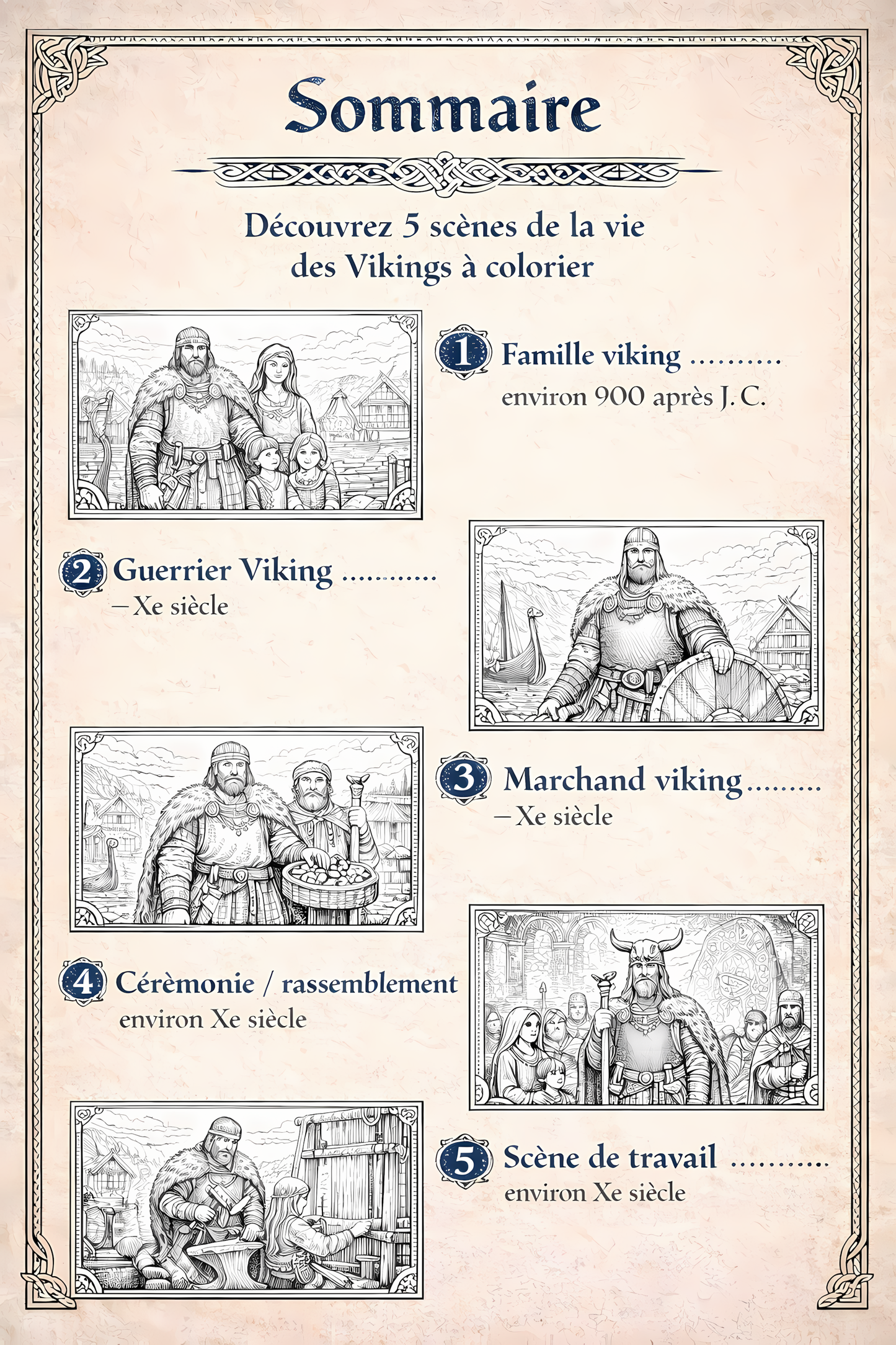 Coloriage Viking – Habits et scènes de vie (IXe–Xe siècle)