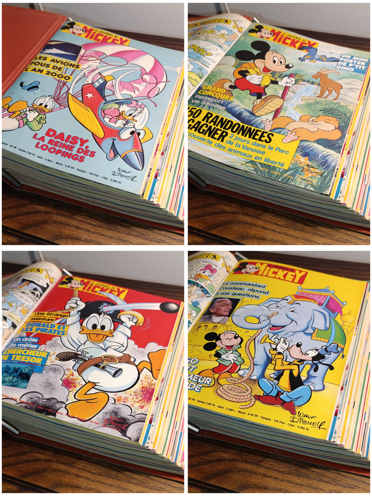 Classeur de 24 Journal de Mickey — quatre couvertures, planche 1 sur 6 — photos réelles