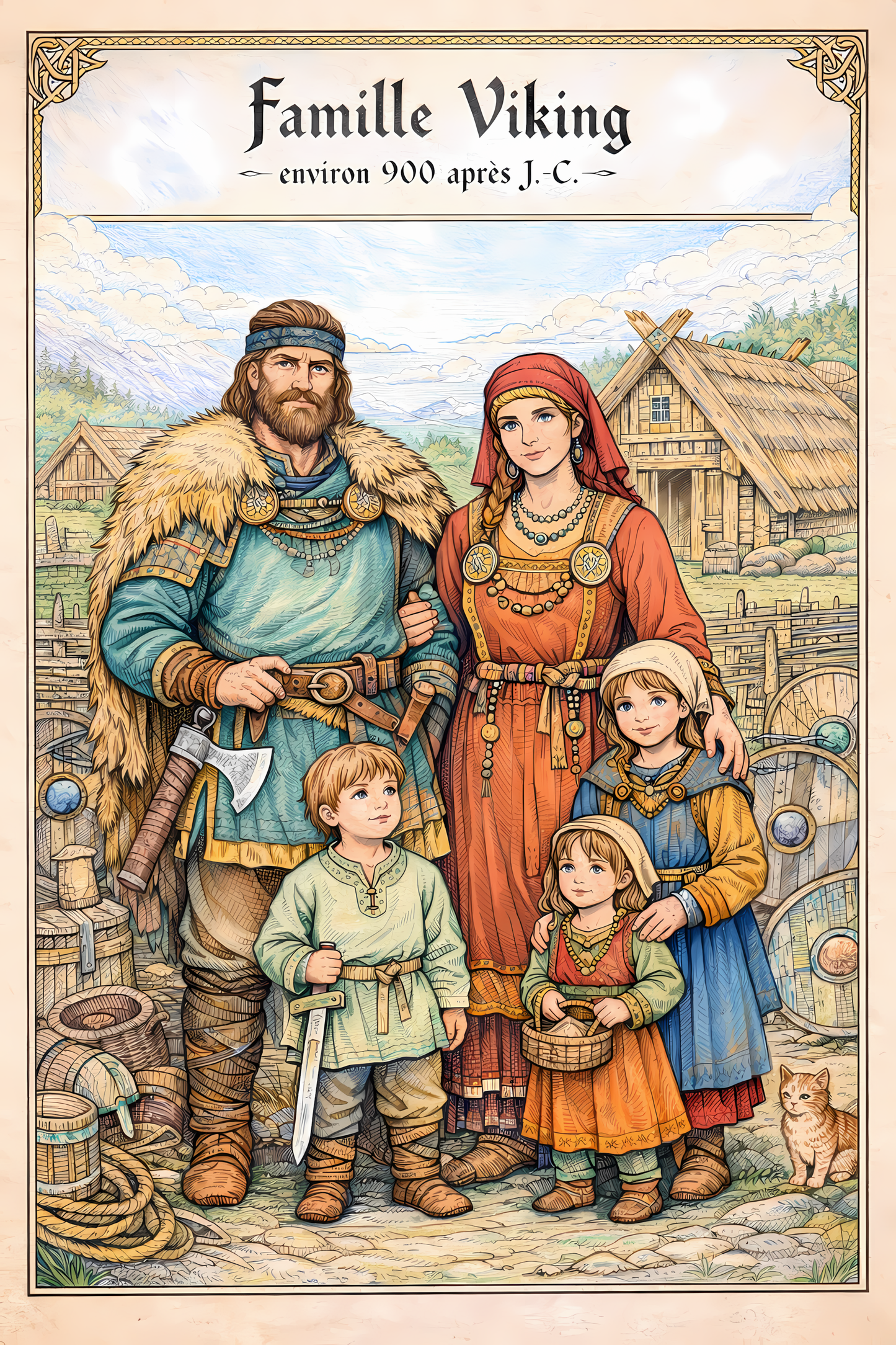 Coloriage Viking – Habits et scènes de vie (IXe–Xe siècle)