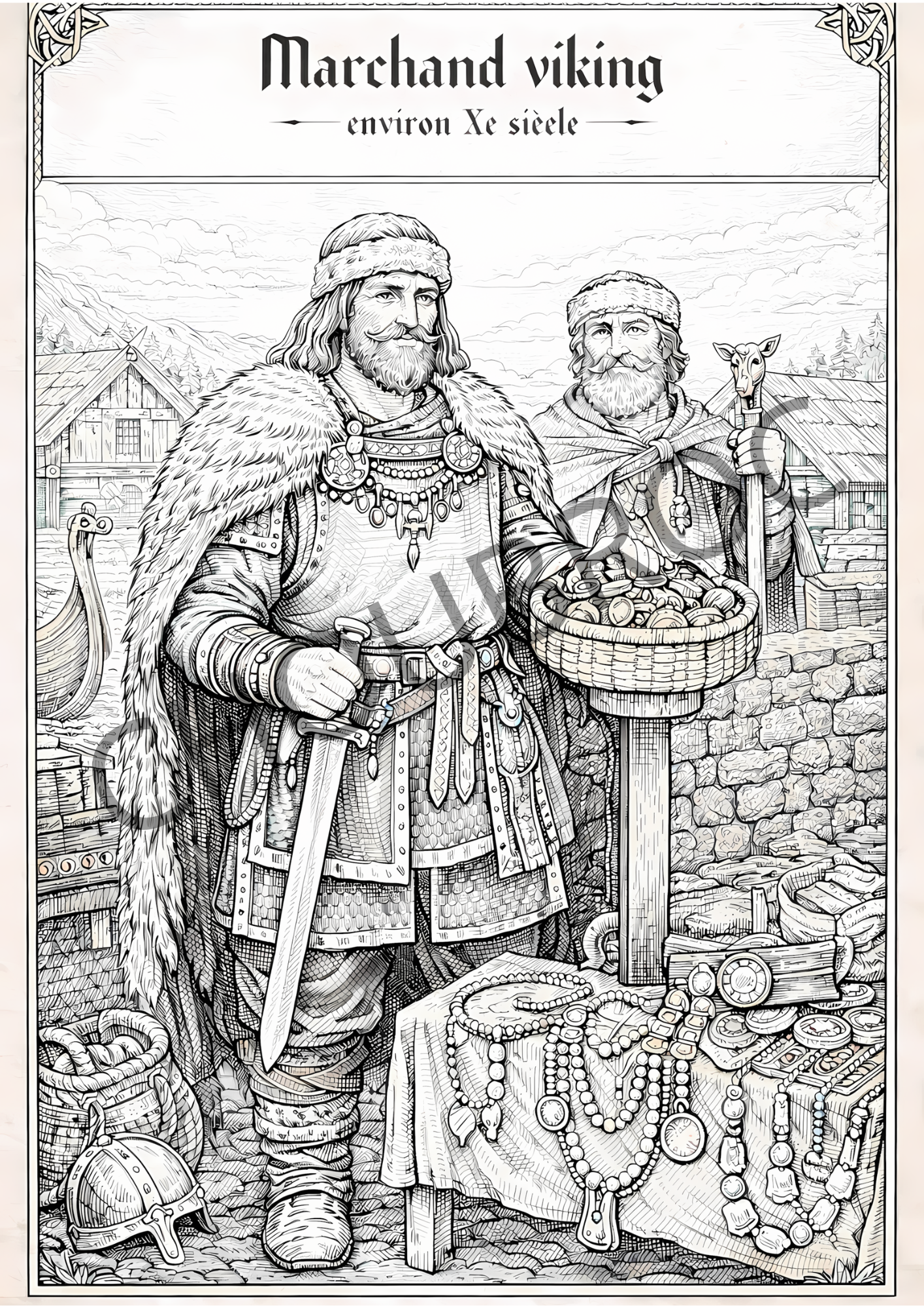 Coloriage Viking – Habits et scènes de vie (IXe–Xe siècle)