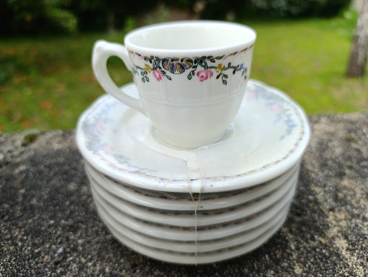 Service à café Limoges Bernardaud B&C – 6 tasses et 6 coupelles – état neuf en carton