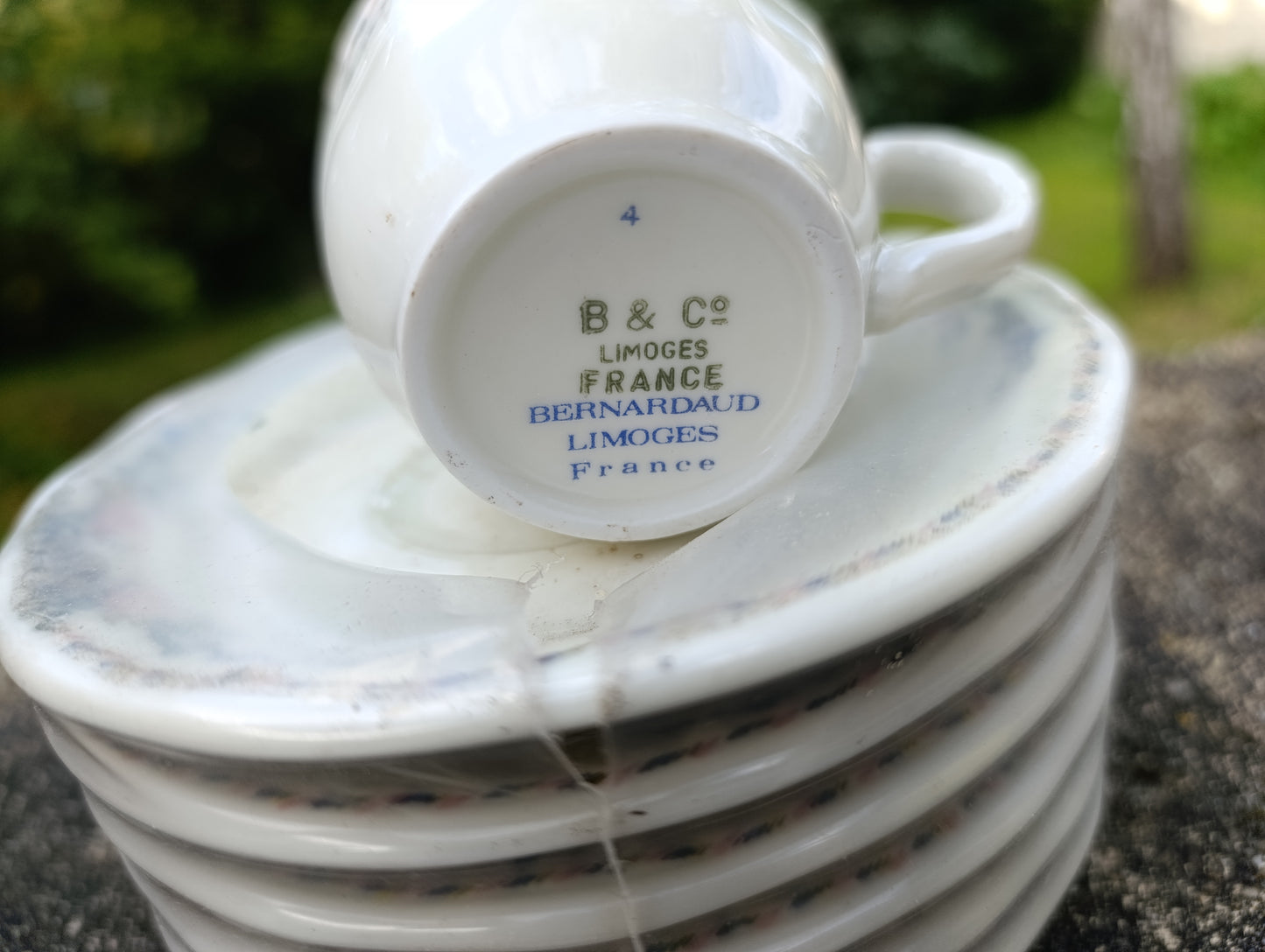 Service à café Limoges Bernardaud B&C – 6 tasses et 6 coupelles – état neuf en carton