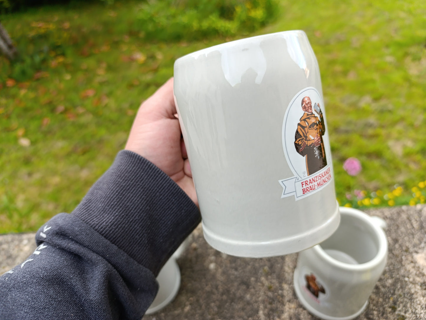Lot de 3 chopes à bière FRANZISKANER Brau-München en grès – 0,31 L – chopes allemandes traditionnelles