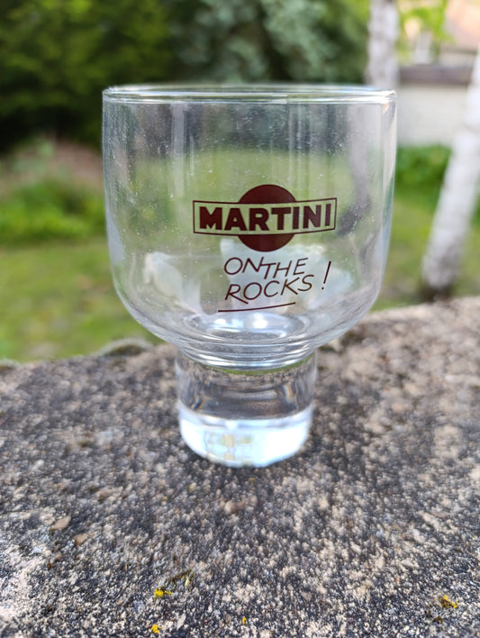 Lot de 12 verres Martini « On the Rocks » vintage – verre épais