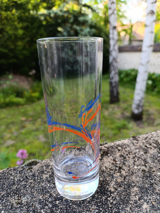 Lot de 12 verres hauts décor abstrait vintage