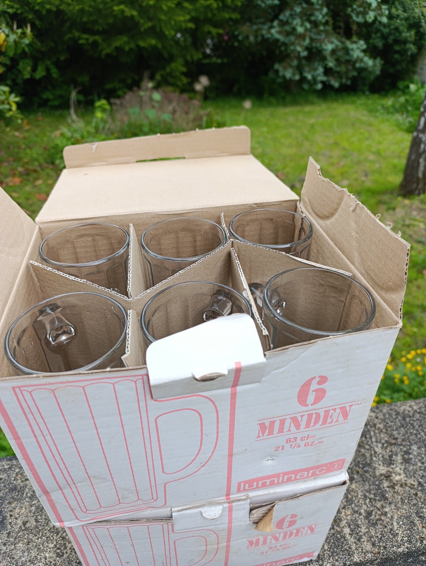 Lot de 6 chopes à bière en verre épais 63 cl – Luminarc Minden – neuves de stock