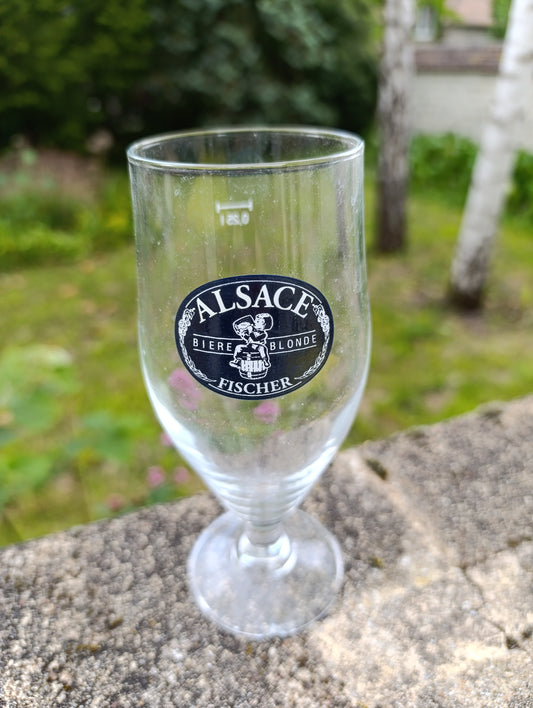 Lot de 6 verres à bière ALSACE Fischer – verres publicitaires anciens en carton d’origine