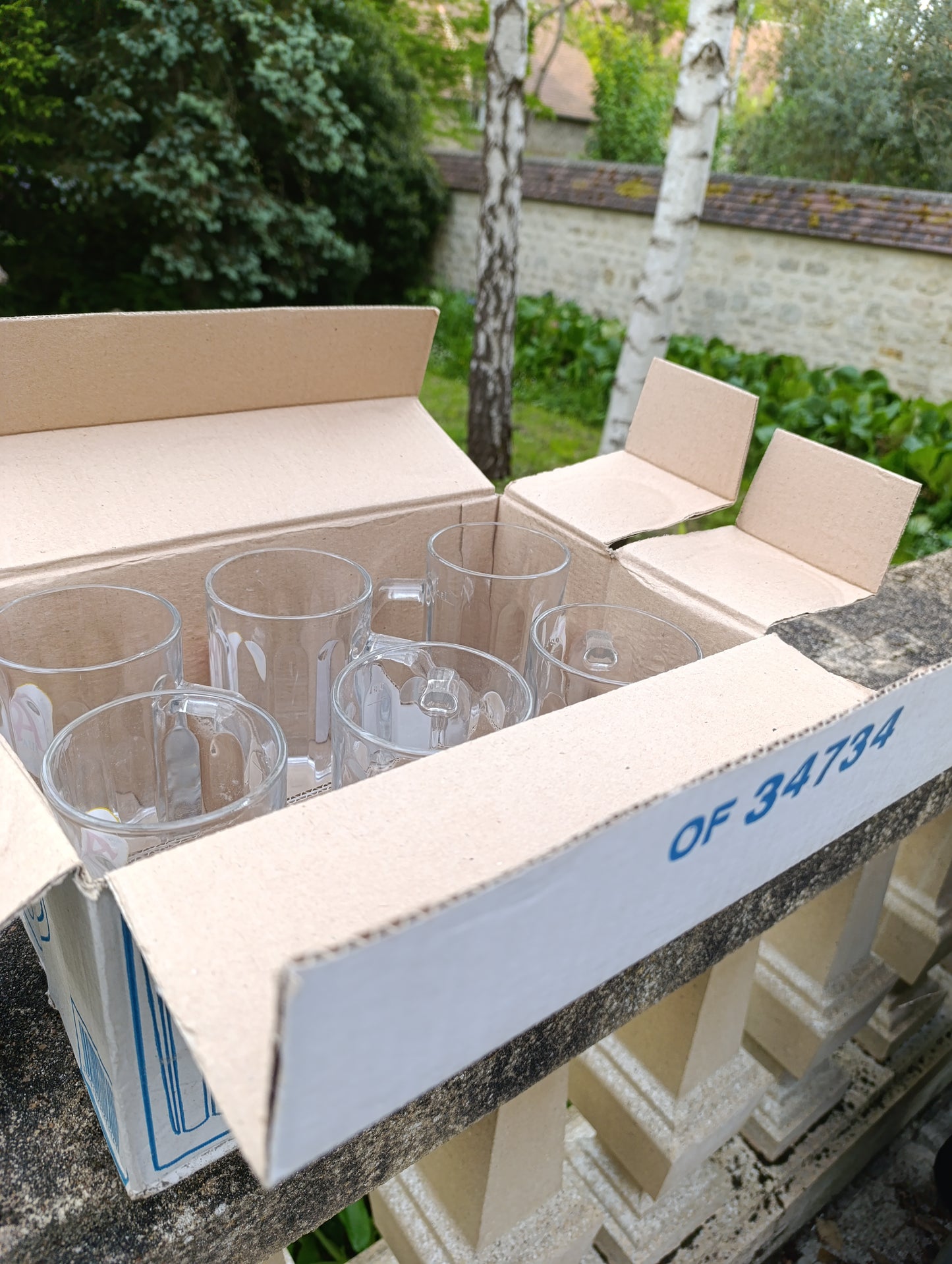 Lot de 6 chopes à bière ALFA Beer – verre publicitaire vintage neuf en carton