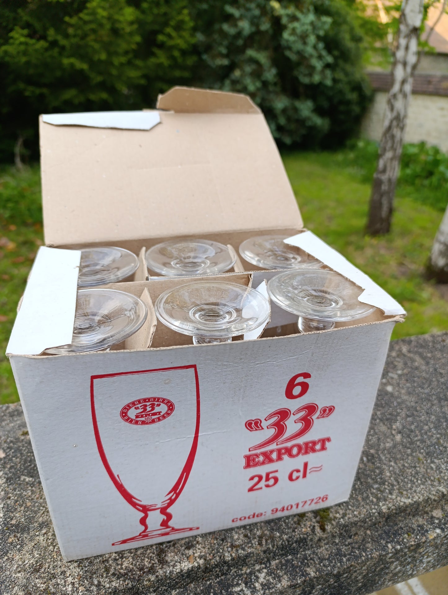 Lot de 6 verres à bière 33 Export 25 cl – neufs en carton d’origine