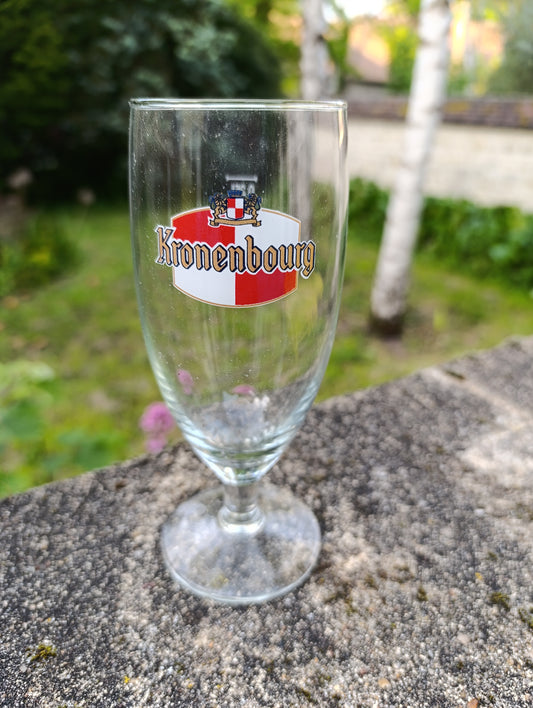 Lot de 6 verres Kronenbourg sur pied – verres à bière publicitaires