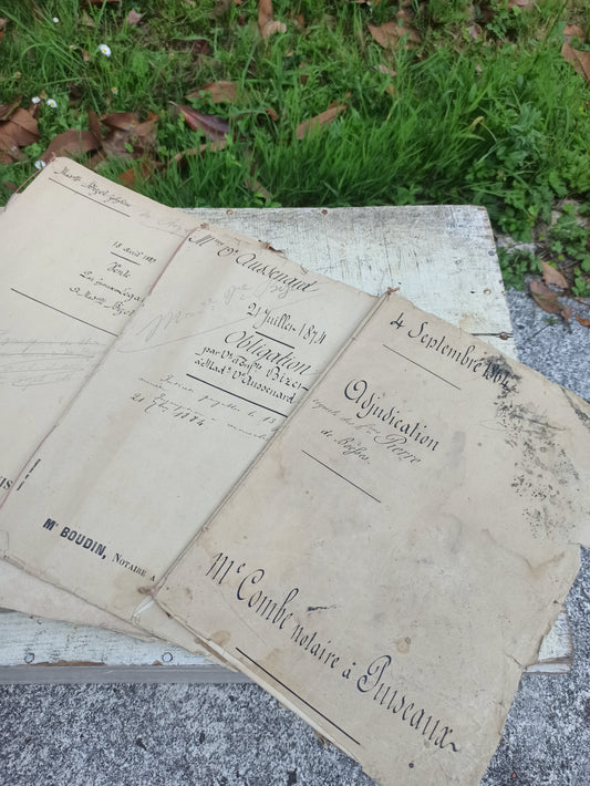 Lot de 40 documents notariaux anciens – XIXe et début XXe – Adjudications, baux, actes, etc.