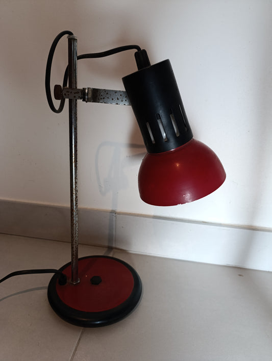 Lampe de bureau vintage en métal – Orientable – Rouge et noir – À restaurer ou utiliser