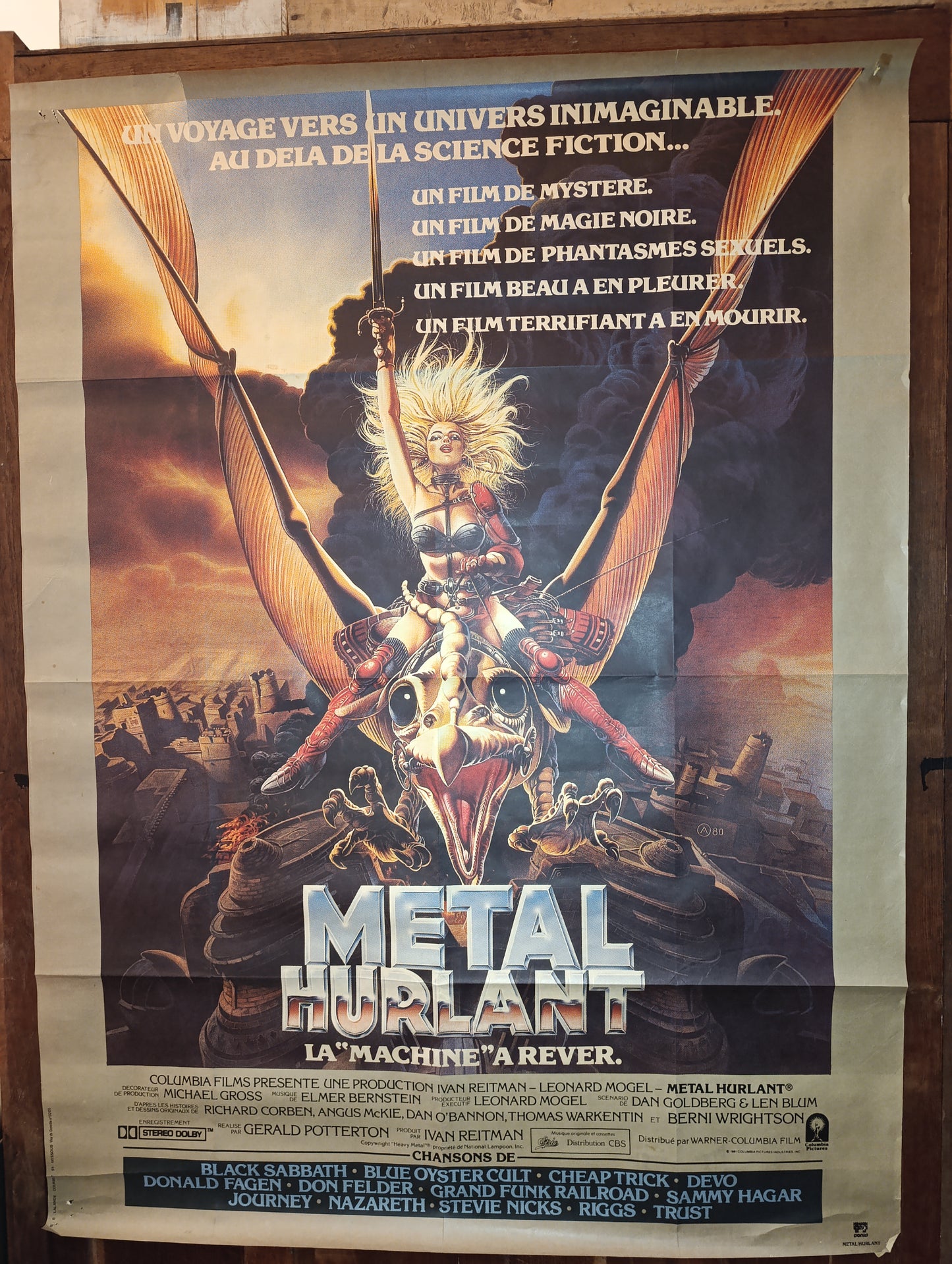 🎬 Affiche cinéma originale – Métal Hurlant (1981) – Grand format 157×116 cm – Science-fiction / Animation culte – Non déchirée