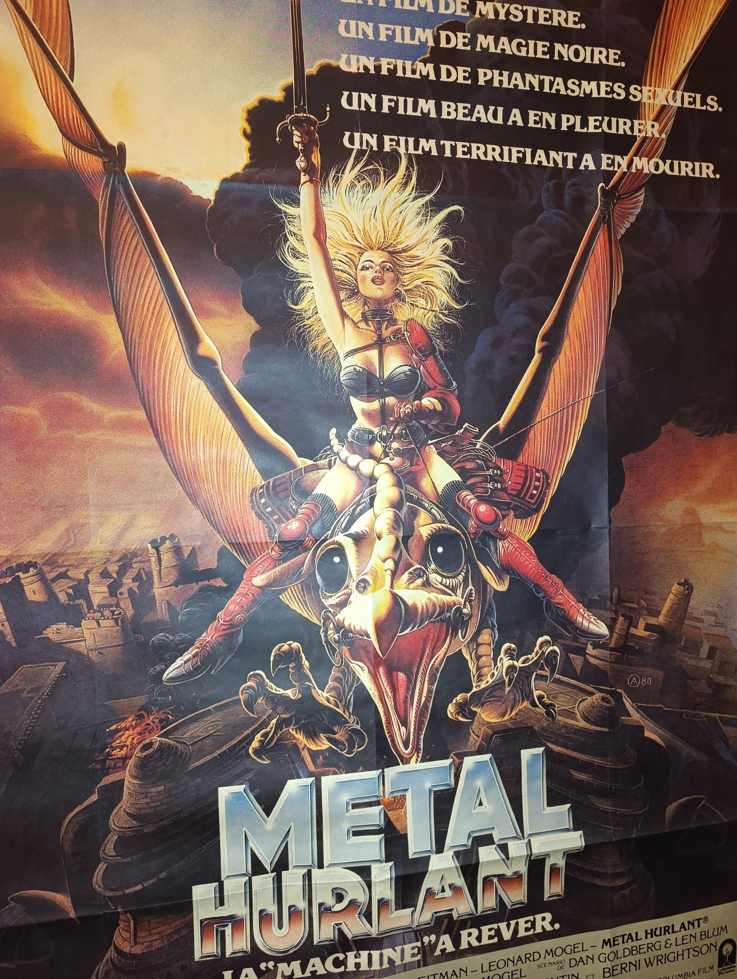 🎬 Affiche cinéma originale – Métal Hurlant (1981) – Grand format 157×116 cm – Science-fiction / Animation culte – Non déchirée