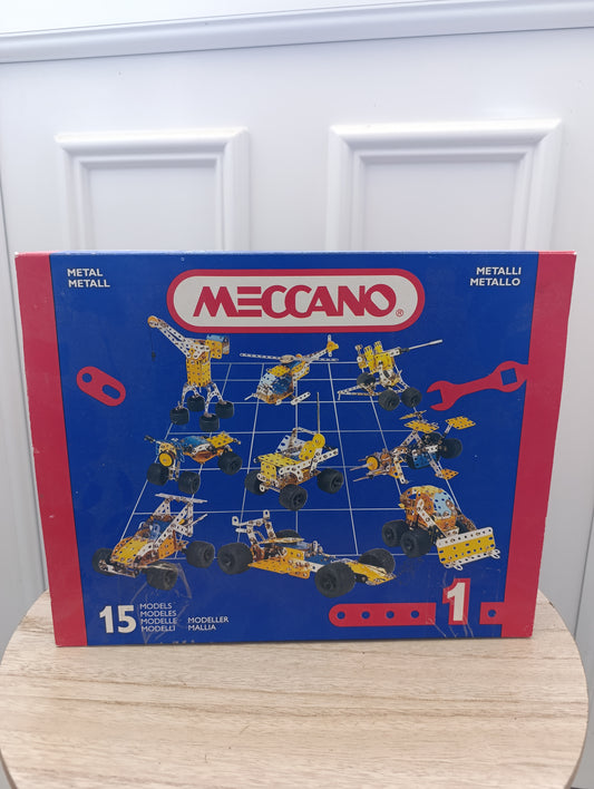 Meccano vintage métal – Modèle 1 – 15 constructions – Boîte rétro