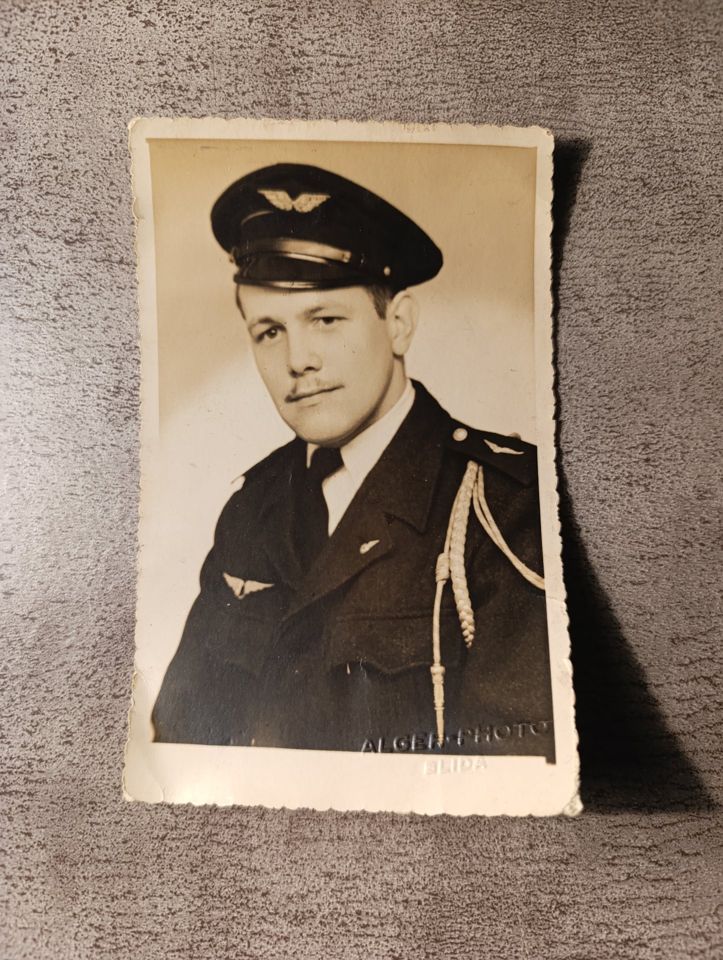 Photo ancienne militaire aviateur – Portrait noir et blanc – Algérie Blida