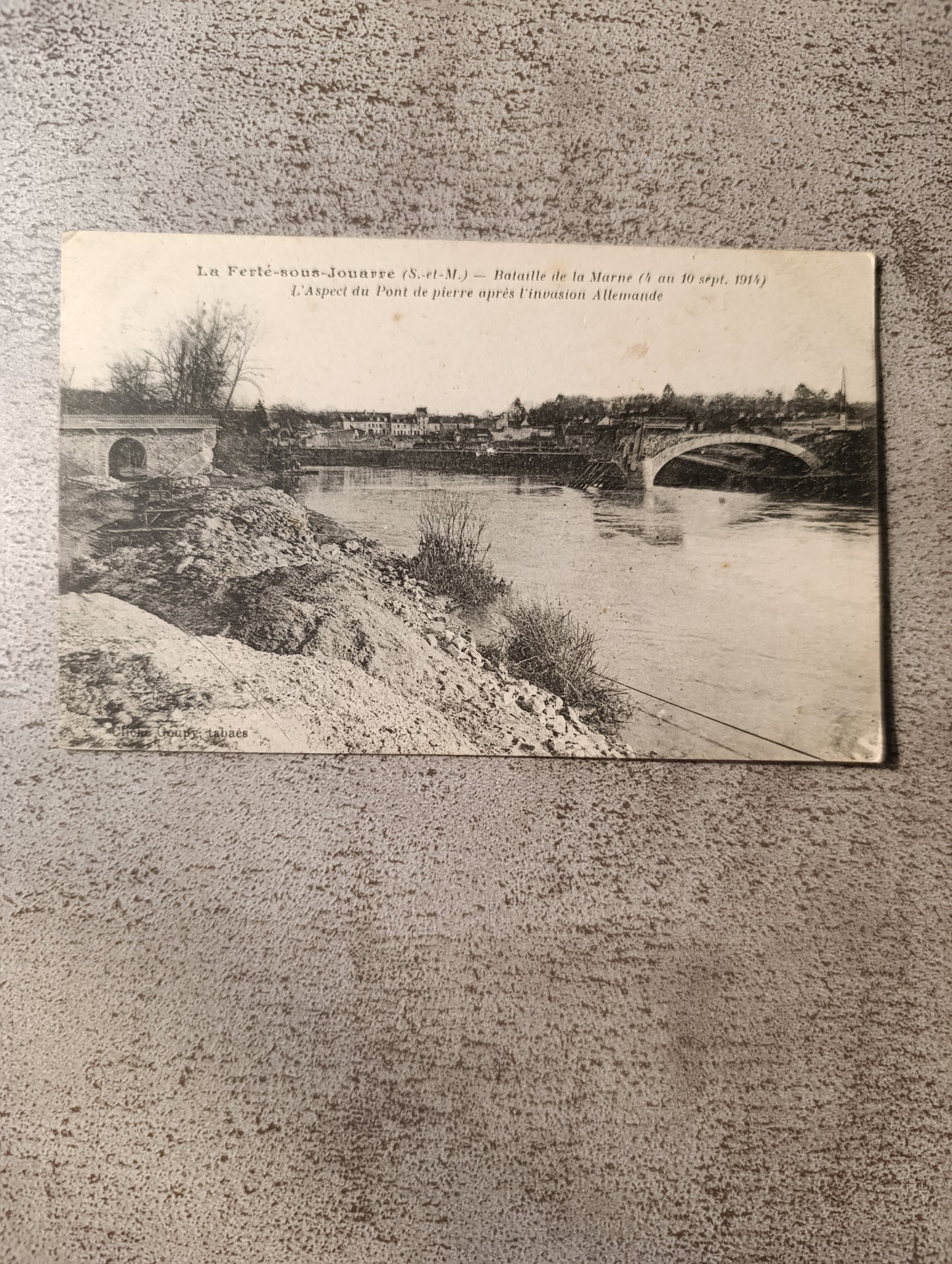 La Ferté-sous-Jouarre (Seine-et-Marne) – Bataille de la Marne – Pont de pierre après l’invasion allemande (10 septembre 1914)