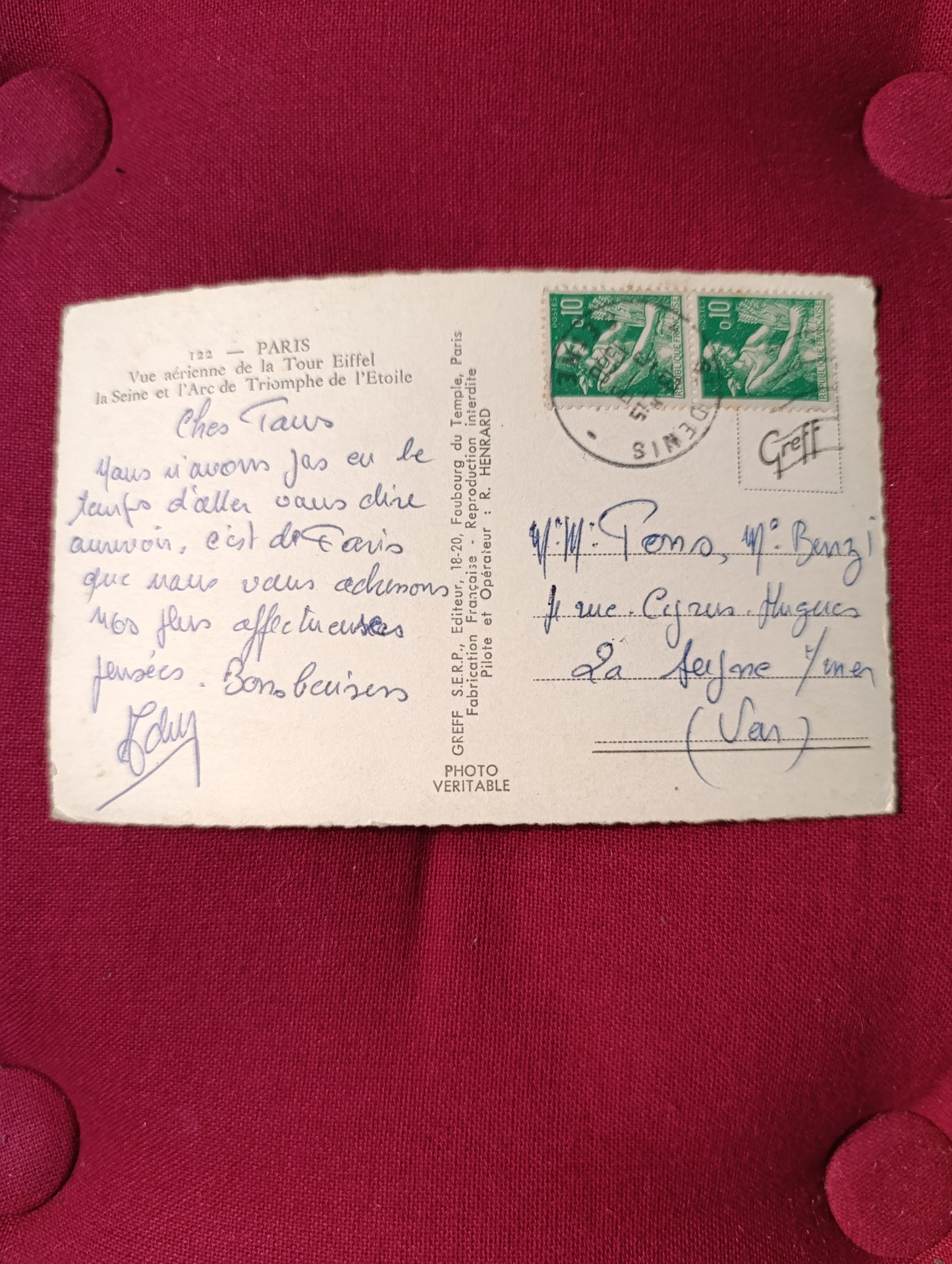 Paris – Vue aérienne de la Tour Eiffel, la Seine et l’Arc de Triomphe