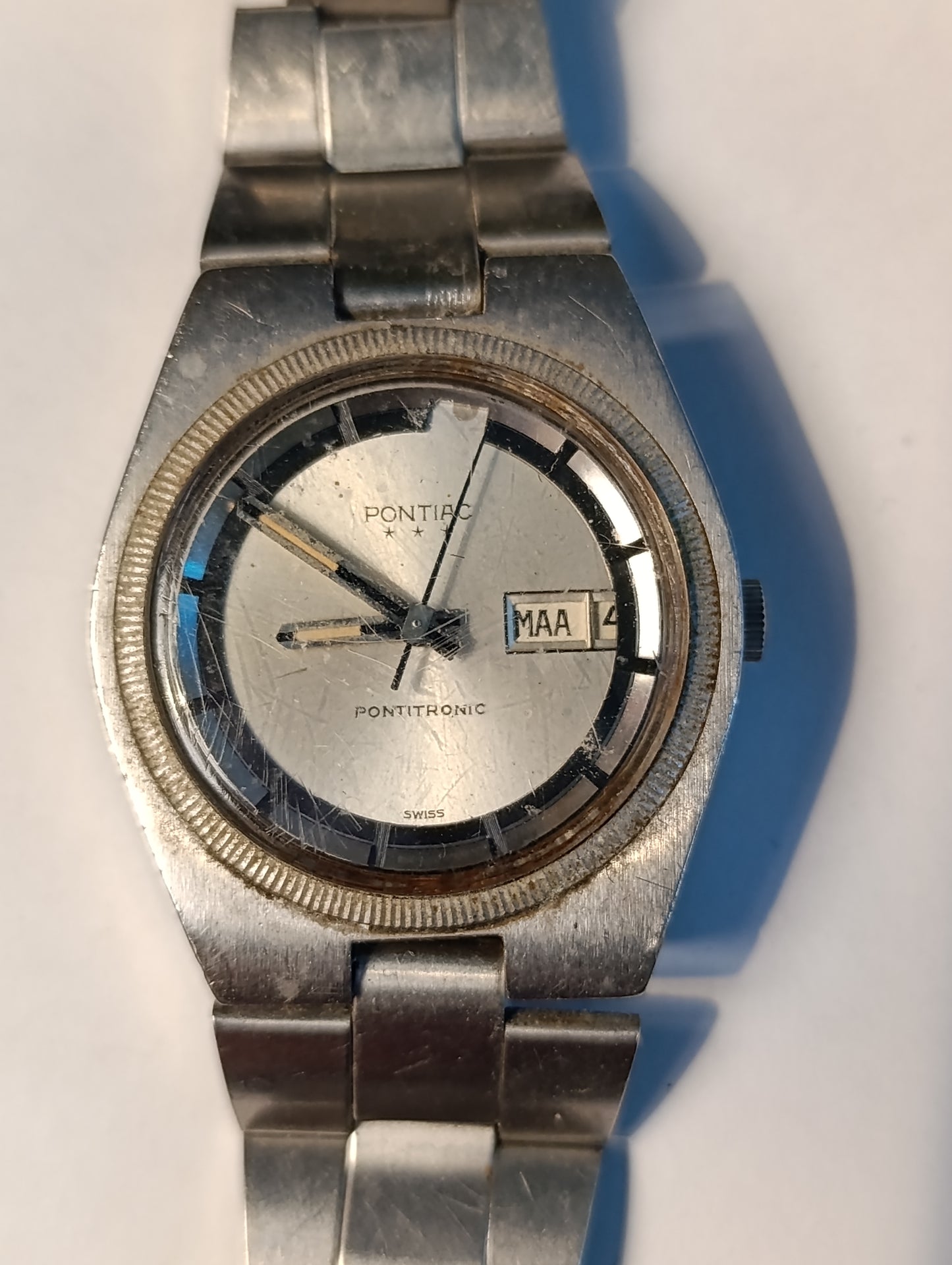 Montre Pontiac Pontitronic vintage acier avec jour