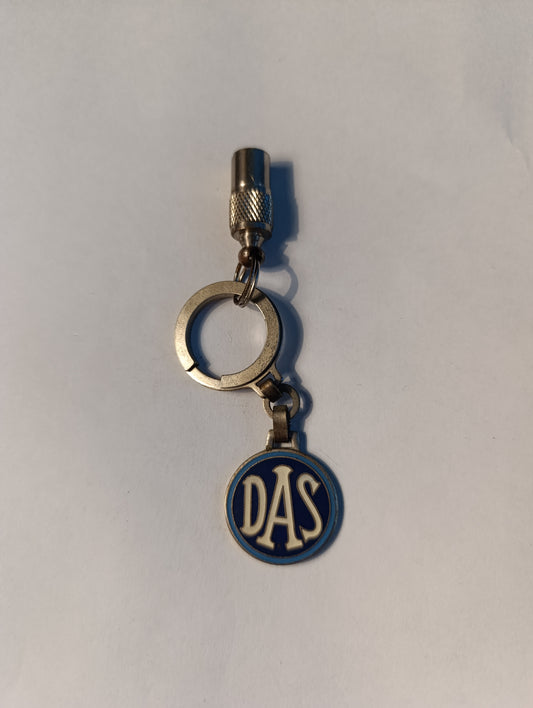 Porte-clés publicitaire vintage DAS émaillé bleu