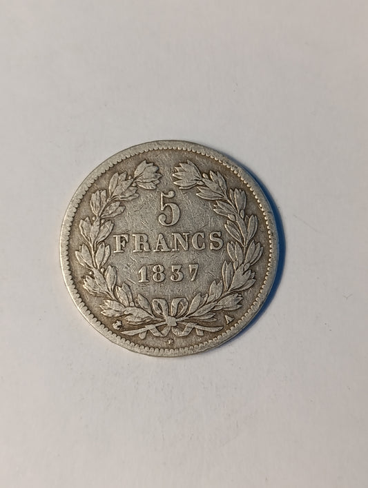5 francs argent 1837 A – Louis-Philippe I – Atelier de Paris