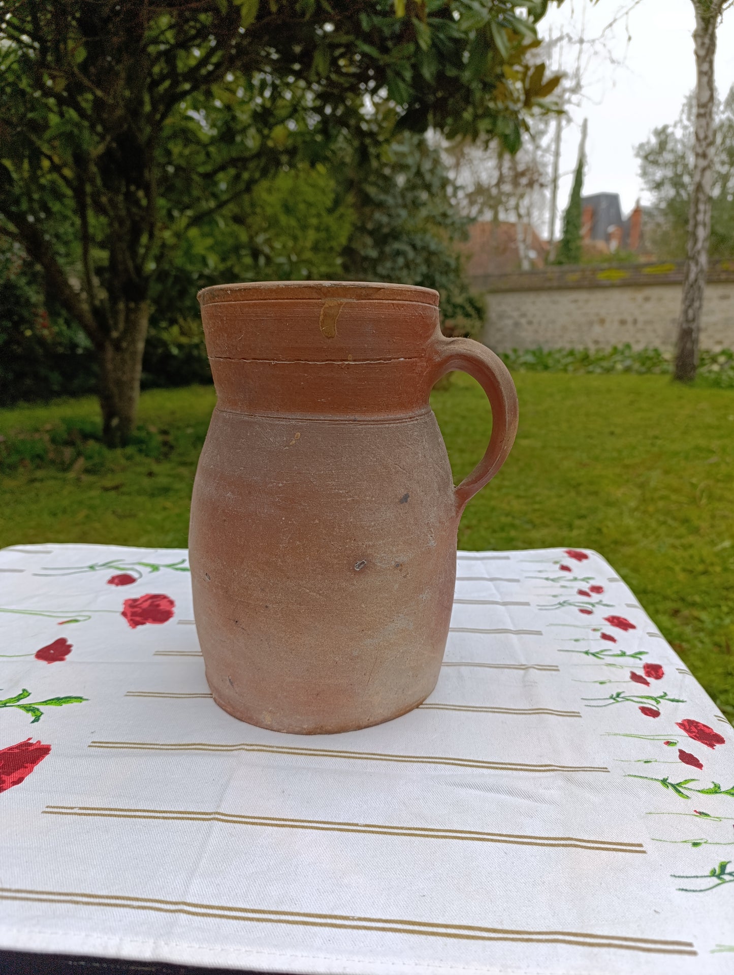 Pichet ancien en terre cuite rustique – 2,5 kg – Objet utilitaire et décoratif