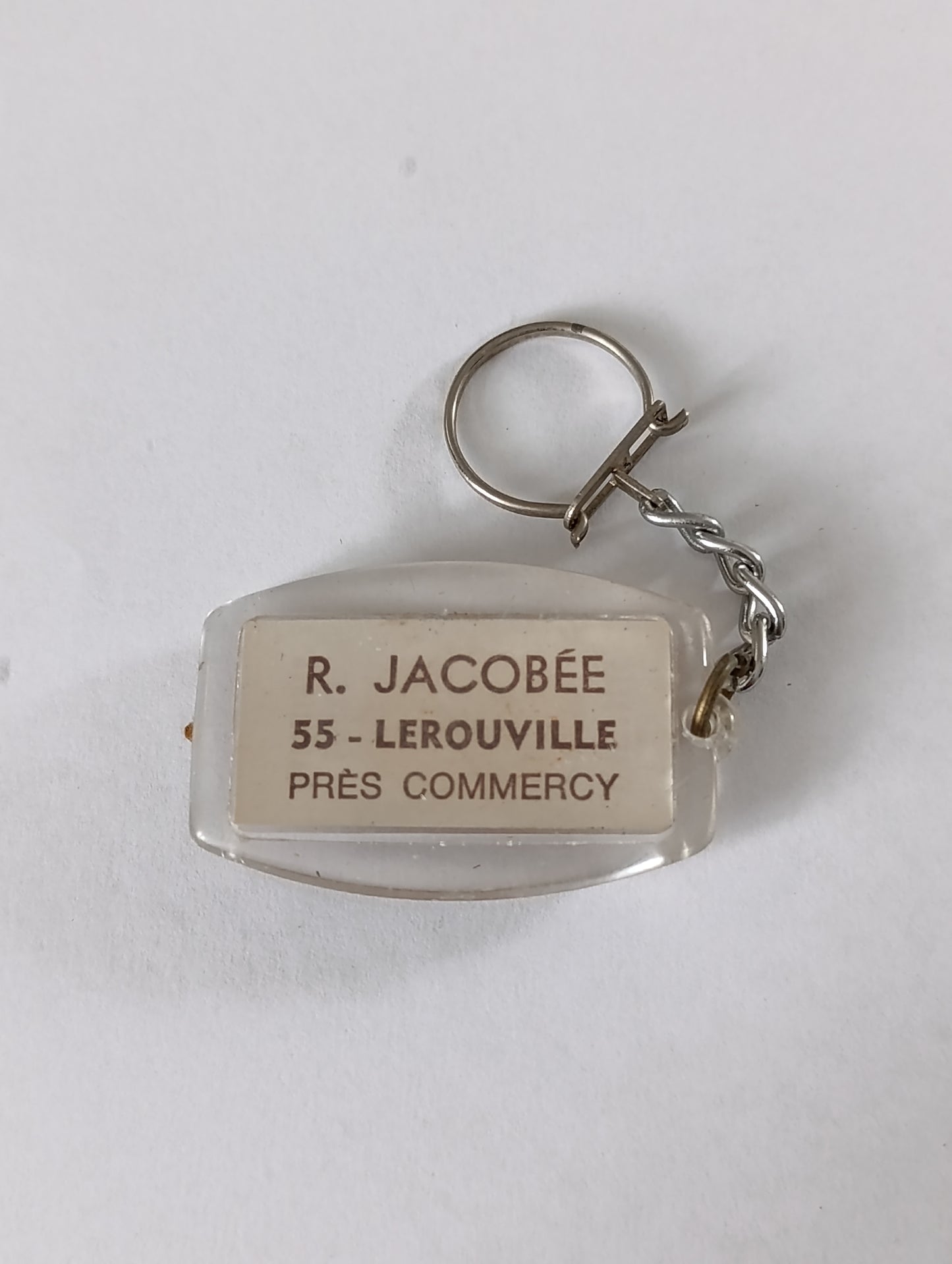 Porte-clés publicitaire ancien R. Jacobée Lerouville – Sœurs Madeleines