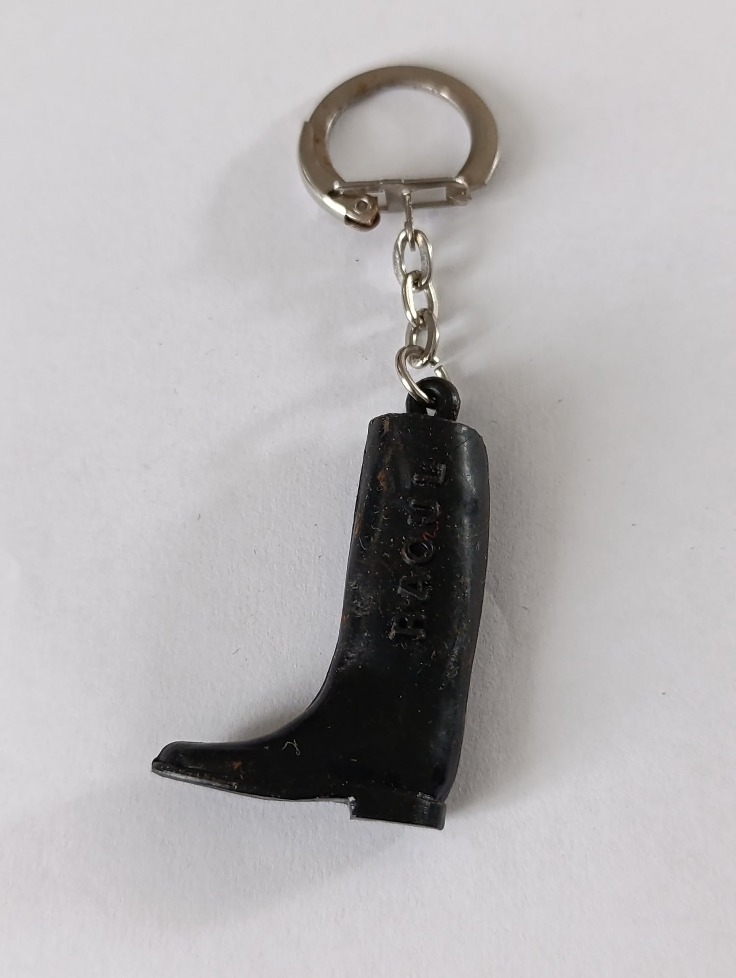 Porte-clés ancien botte en caoutchouc noir