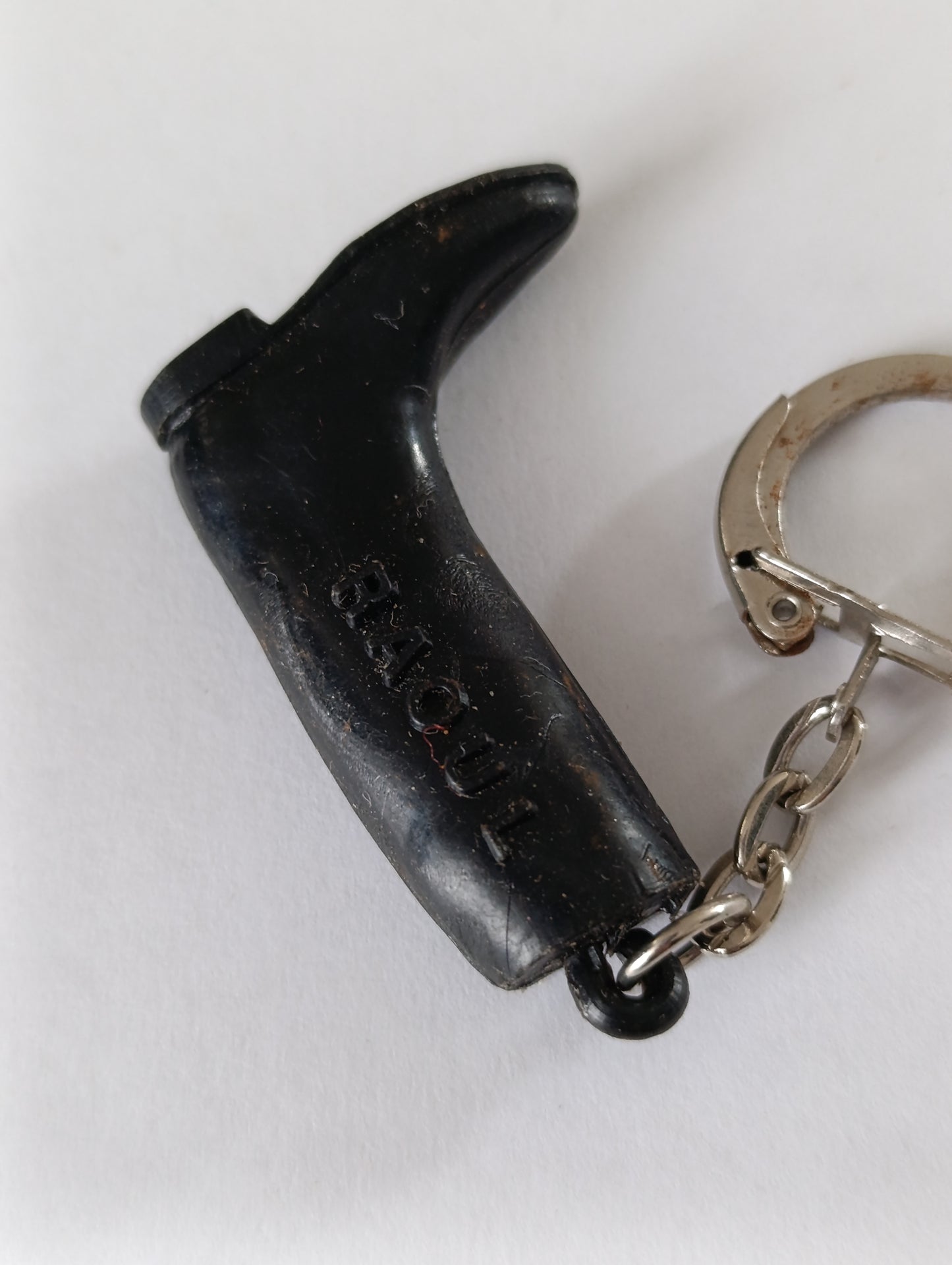Porte-clés ancien botte en caoutchouc noir