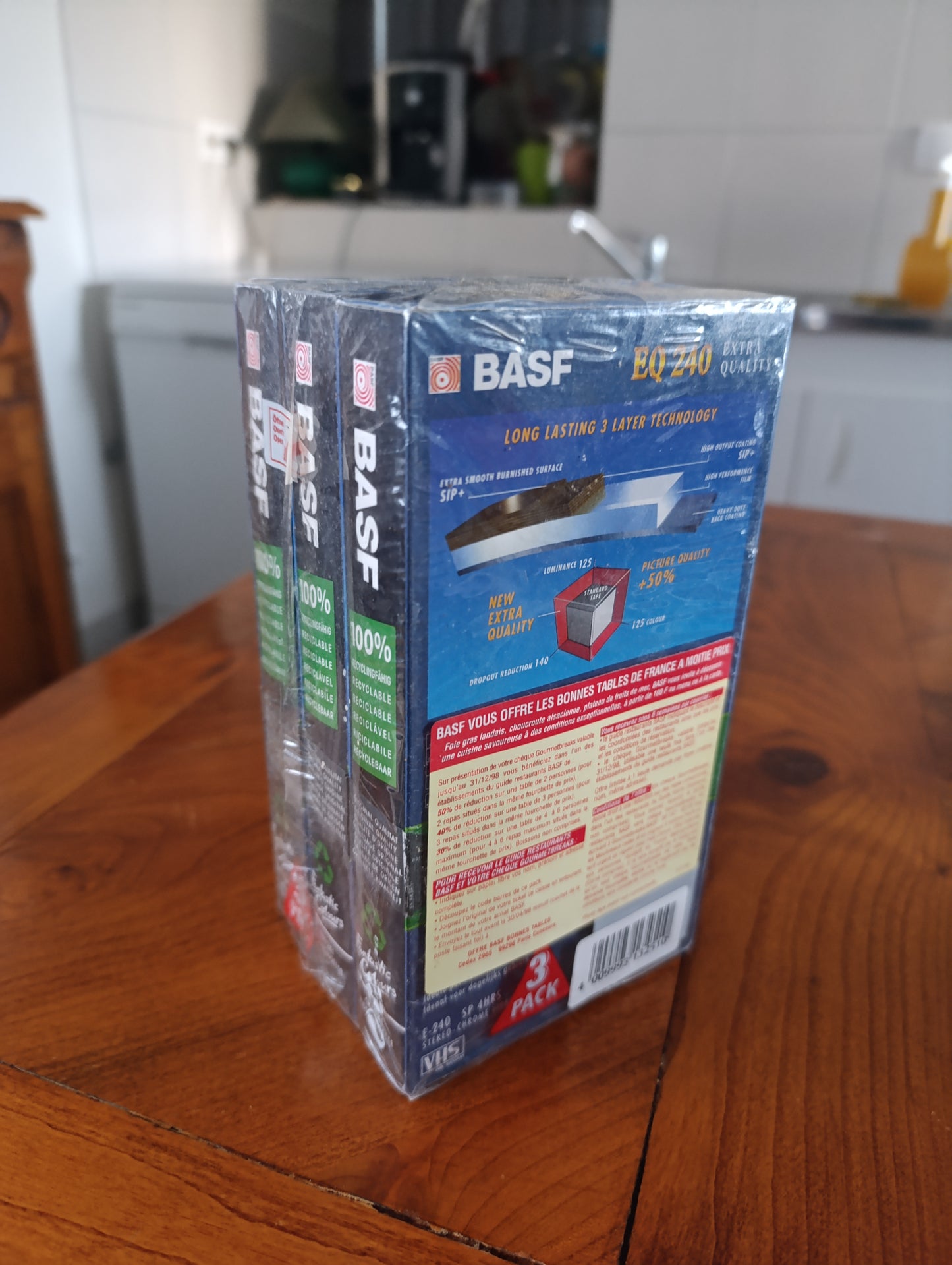 Lot de 3 cassettes audio BASF EQ 240 Extra Quality neuves sous blister – Années 90