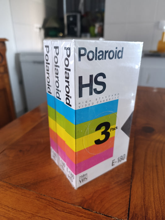 Lot de 3 cassettes VHS Polaroid HS E-180 neuves sous blister – Années 90